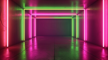 Neon green and pink abstract background vector presentation design. PowerPoint and business background.