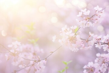 serene spring day in park, soft pink sakura flowers 