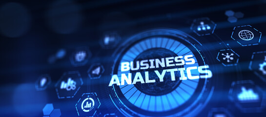 Analytics business intelligence BI concept on virtual screen.