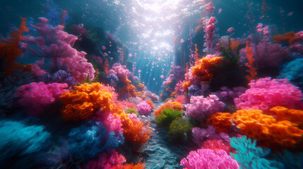 Naklejka na ściany i meble coral reef in sea. Generative AI