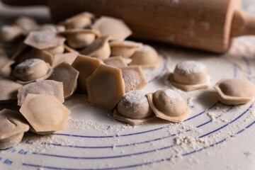 view of homemade freshly prepared dumplings at home