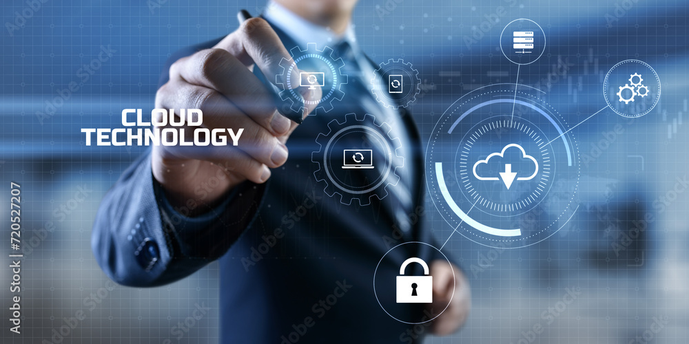 Poster cloud service computing data storage internet technology concept.