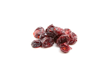 Dried cranberries isolated on white background. Dry cranberries, anutritious snack for a healthy lifestyle