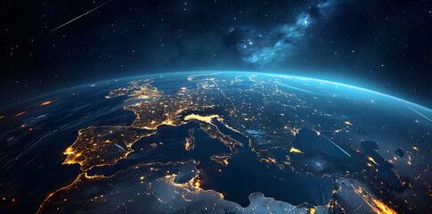 Obraz premium Earth photo at night, City Lights