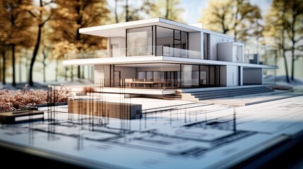 Obraz na płótnie Canvas Modern luxury mansion. Architecture and design concept. Generative Ai