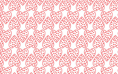 Seamless vector pattern with hearts and dots.