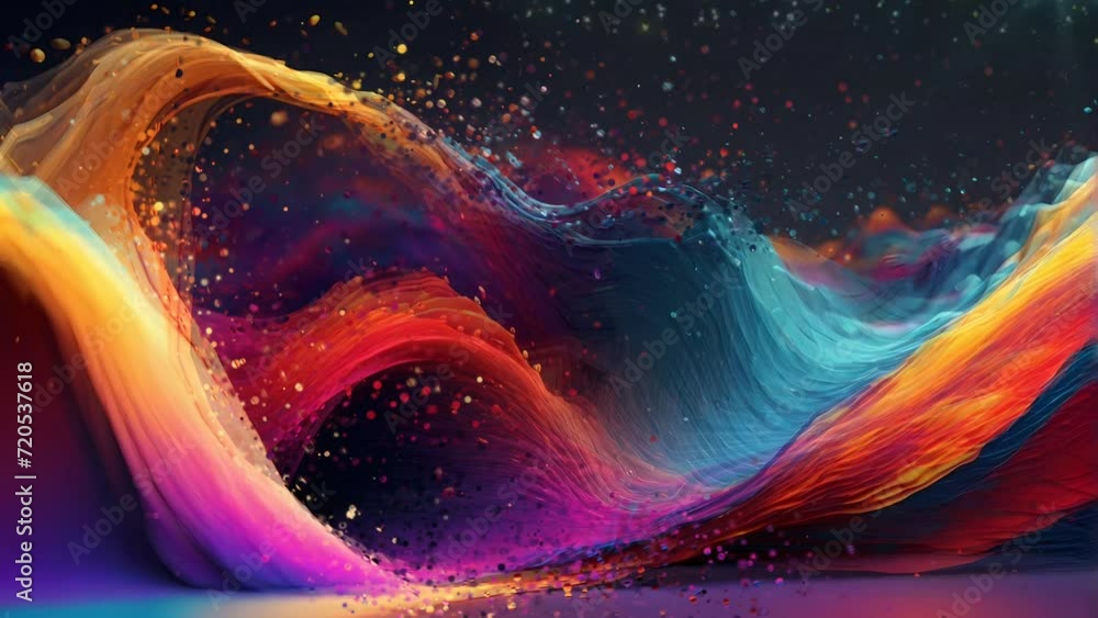 Wall mural abstract colorful wave background video animation, seamless animation video background in 4k resolut