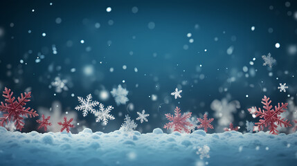 Fototapeta na wymiar Beautiful winter Christmas glowing background with falling snowflakes, winter background