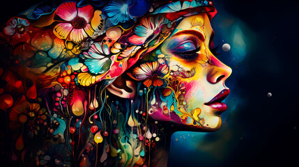 Intricate image of psychedelic goddess