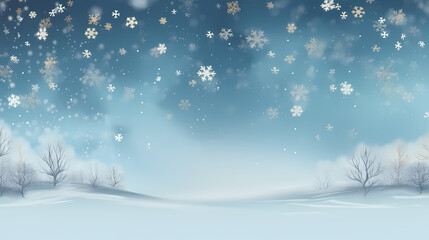 Beautiful winter Christmas glowing background with falling snowflakes, winter background