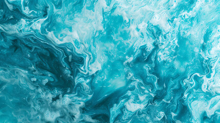 A cool turquoise backdrop with a marbled effect reminiscent of tranquil sea waves and beach vibes. - obrazy, fototapety, plakaty