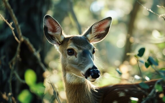 deer gentle eyes reflecting the calmness of the surrounding wilderness