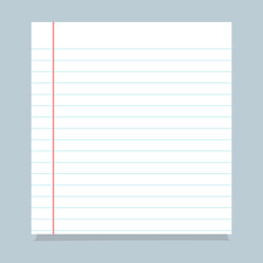 Blank loose leaf notebook paper background. Realistic line paper note. EPS file 69.