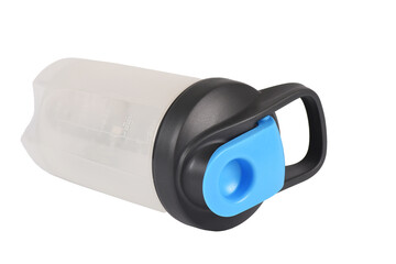 Sports shaker bottle on white background, isolated.