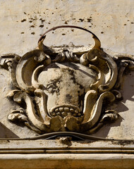architectural details at the clock tower Galatina Italy