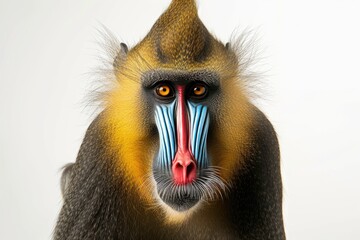 Close-up Portrait of a Mandrill with Vibrant Facial Features