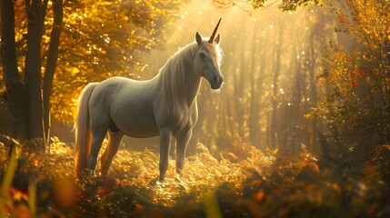 Colorful unicorn sitting in the mountains, - obrazy, fototapety, plakaty
