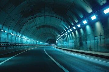 Light at the End of the Tunnel: Empty Road Through a Modern Tunnel