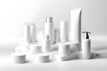  white color, isolated against a white background in a minimalistic 3D render, providing a versatile canvas for cosmetic product
