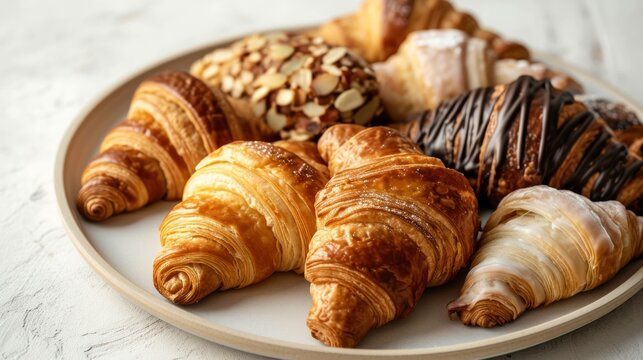close up shot of a  Croissant Platter on a white table