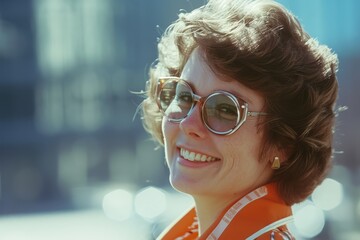 Retro Vibes: Immerse Yourself in the 1970s with a Citizen Portrait, Showcasing an Individual Embodying '70s Fashion, Radiating the Energetic Spirit of the Era, Captured Through a Vintage Camera.

