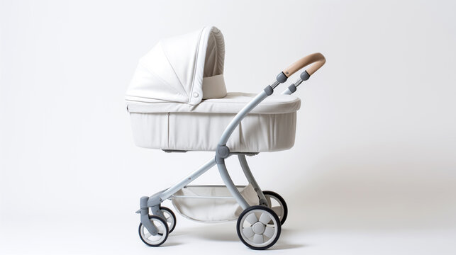 From Newborn to Toddler, Isolated Stylish Modern Baby Stroller with Bassinet, Generative AI