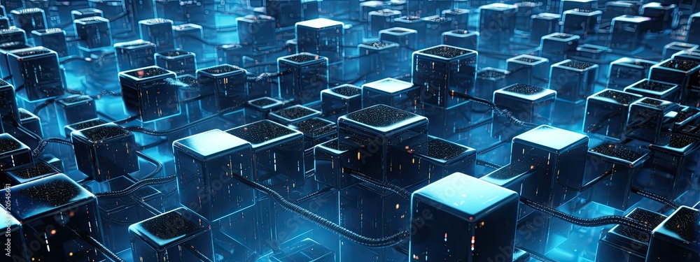 Poster exploring the innovative concept of blockchain technology, reshaping the landscape of digital trust 