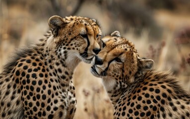 Affection Shown as Cheetahs Groom Each Other