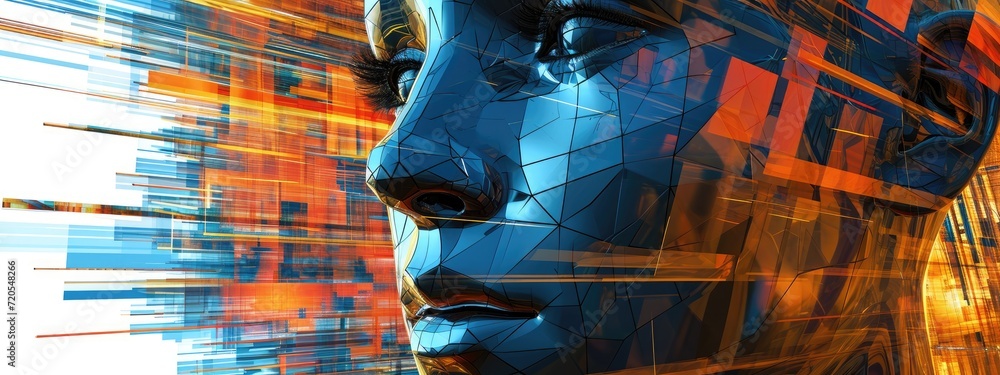 Aufkleber a futuristic robot endowed with advanced artificial intelligence capabilities.