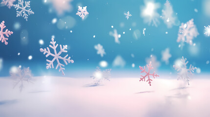 Snowflake background, snowflake border, winter holiday background, soft colors and dreamy atmosphere