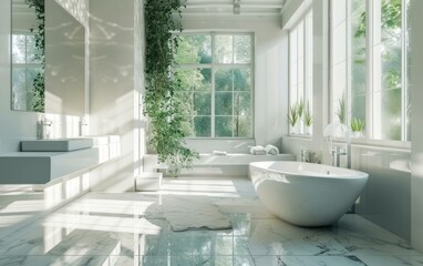 Fresh and airy bathroom with morning sunlight