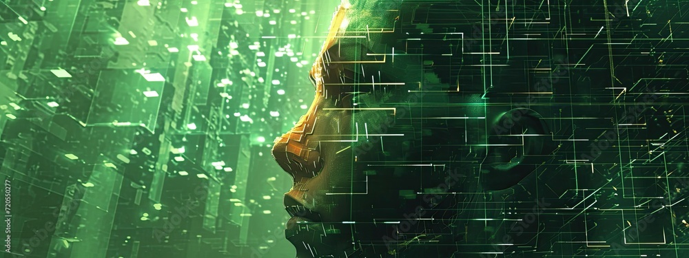Poster a robot from the future, equipped with cutting-edge artificial intelligence technology.