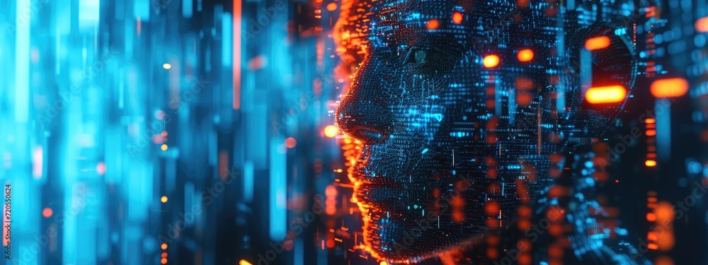 Poster a robot from the future, equipped with cutting-edge artificial intelligence technology.