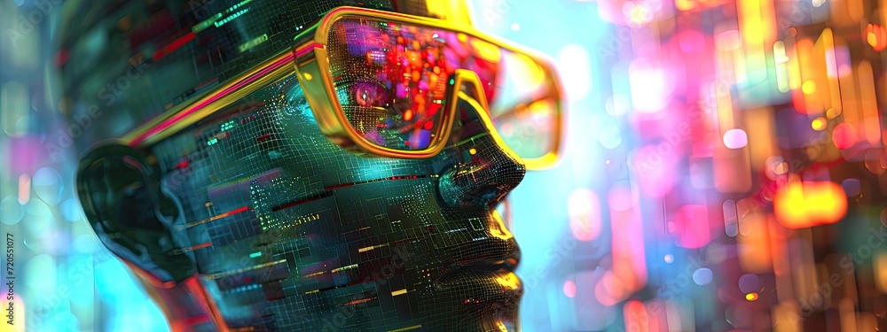 Poster the embodiment of futuristic innovation, a robot with sophisticated artificial intelligence.