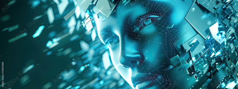 Poster the futuristic integration of artificial intelligence in a robotic entity.