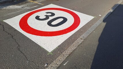 Street sign Zone 30 km/h Italy