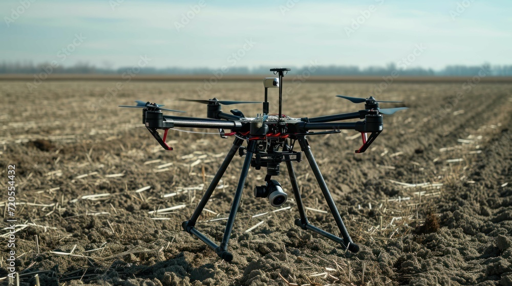 Poster drones gathers data to assess soil composition and nutrient level