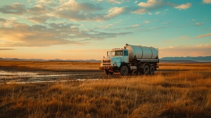Obraz premium Shot of a water truck on the farm