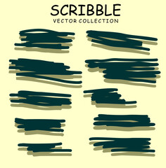 Set of hand drawn ink pen scribbles