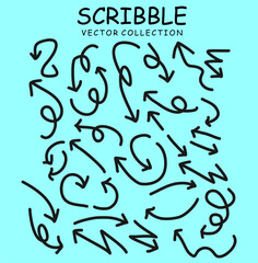 Set of hand drawn ink pen scribbles