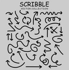 Set of hand drawn ink pen scribbles