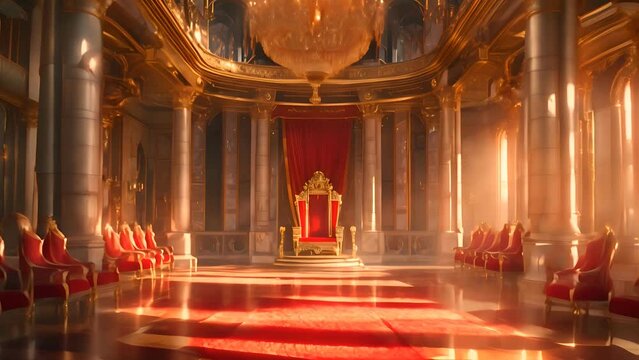 Walking in the throne hall in a majestic palace