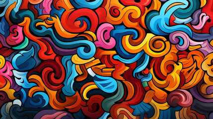 Fototapeta na wymiar Funny doodle seamless pattern, artistic background