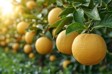 A tree bursting with ripe oranges, showcasing the abundance of fruit it bears.