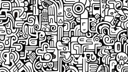 Funny doodle seamless pattern, artistic background