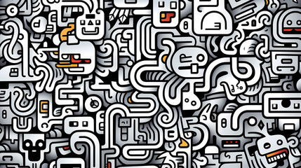 Funny doodle seamless pattern, artistic background