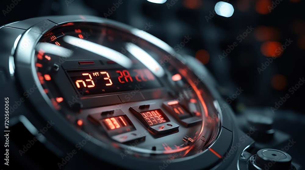 Fototapete futuristic spaceship control panel interface. spacecraft digital dashboard background with indicator
