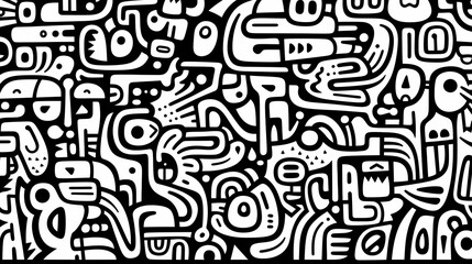 Funny doodle seamless pattern, artistic background
