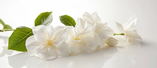 A Stunning Jasmine Flower Blooms on a White Background, Creating a Serene Display of Elegance - Jasmine Flower, White Background, Jasmine Flower.