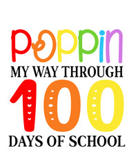 100 Days of School typography design on plain white transparent isolated background for card, shirt, hoodie, sweatshirt, apparel, tag, mug, icon, poster or badge